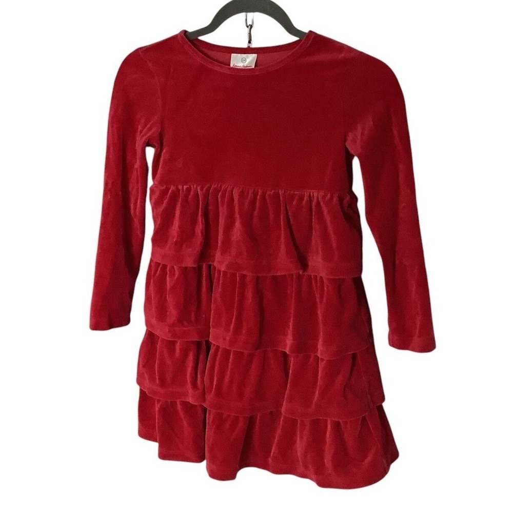 Hanna Andersson Girls Size 8 Red Tiered Ruffle Long Sleeve Holiday Dress